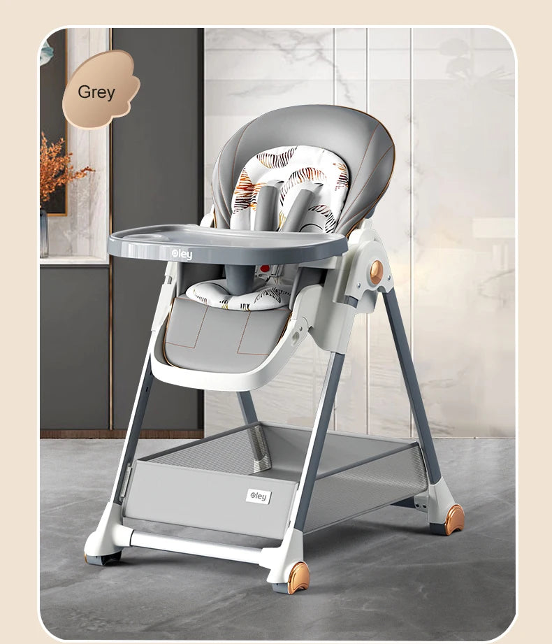 Luxury Baby High Chair with Removable Seat and Tray Adjustable Height Baby Feeding Chair Assembly-free dining chair