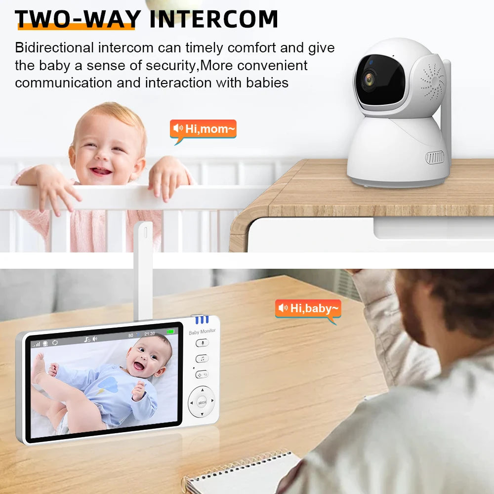 5"IPS Video Baby Monitor With Pan Tilt Child Camera Wireless 2-Way Audio Night Vision Security Babysitter VOX Wake Up USB Charge