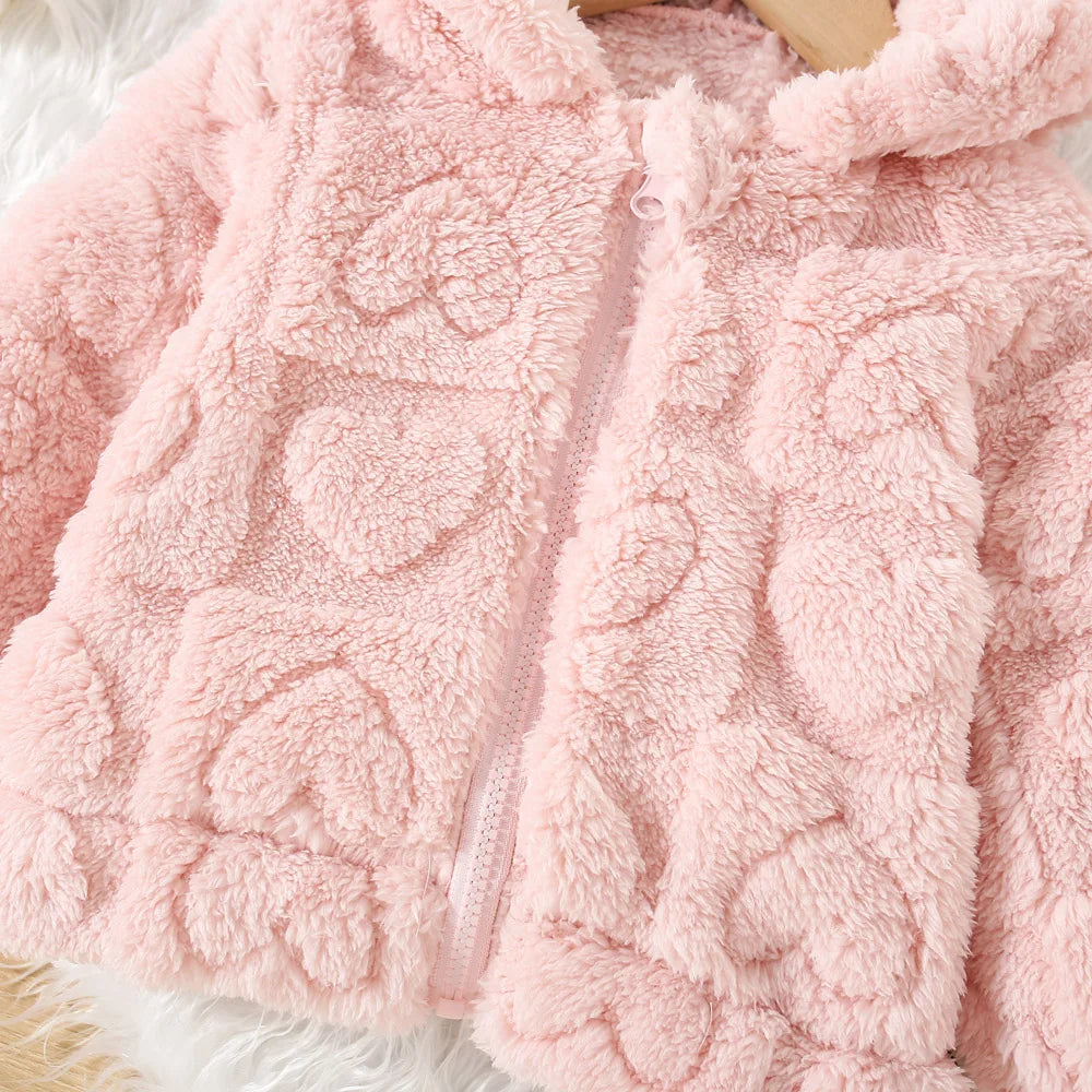 (6 Months -3 Years Old) New Pink Hooded Baby Girl Long Sleeved Coat, Windproof And Warm Children'S Clothing For Spring And Autum