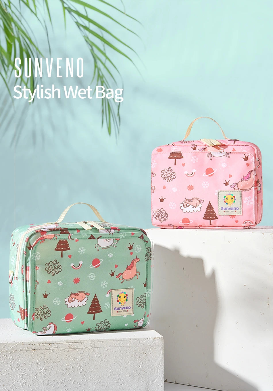 Sunveno Baby Diaper Bags Maternity Bag for Disposable Reusable Fashion Prints Wet Dry Diaper Bag for Disposable Diaper 2 Size