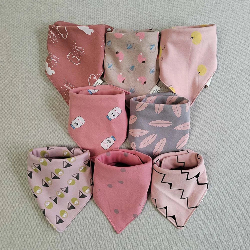 8 Pieces Baby Bibs Bandana Triangle Cotton Soft Infant Feeding Burp Cloth Newborn Teething Slaiva Towel Boy Girl Accessories