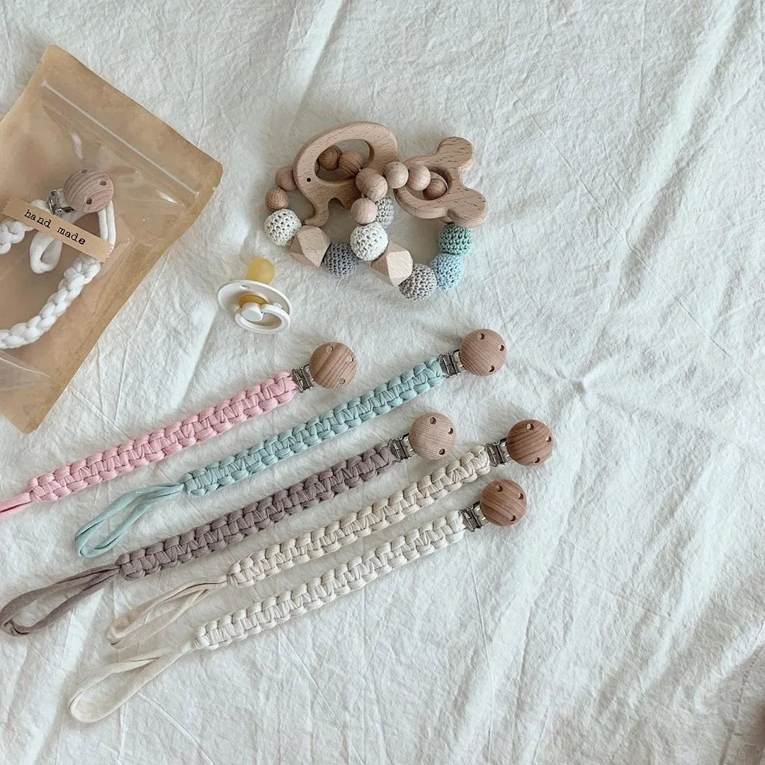 Baby Pacifier Clips Chain Handmade Crochet Newborn Anti-drop Soother Chains Nipple Dummy Holder Clip