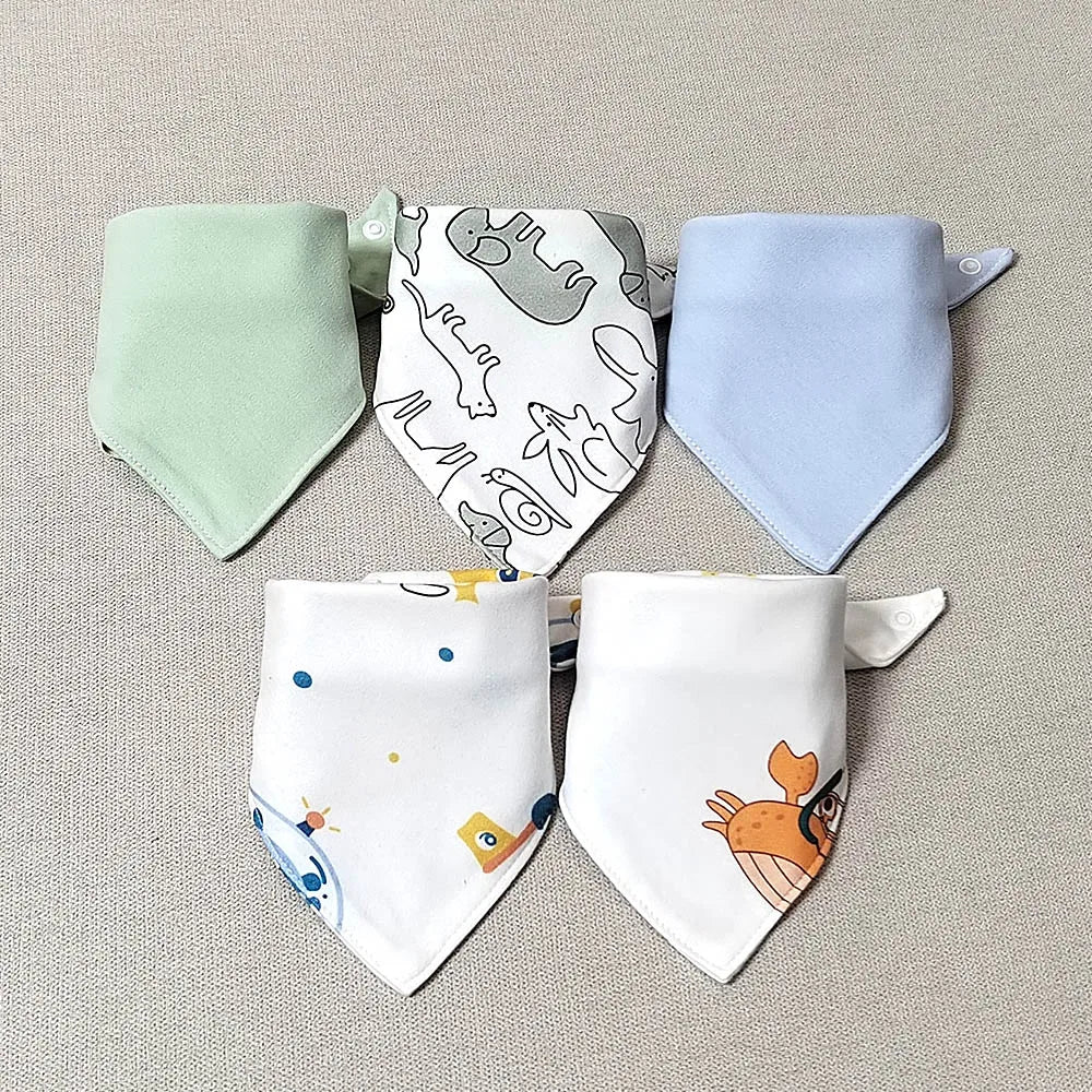 Baby Bandana Drool Bibs For Unisex Boys Girls 5 Pieces Baby Feeding Burp Cloth Cotton Saliva Towel Drool Bib Newborn Accessories