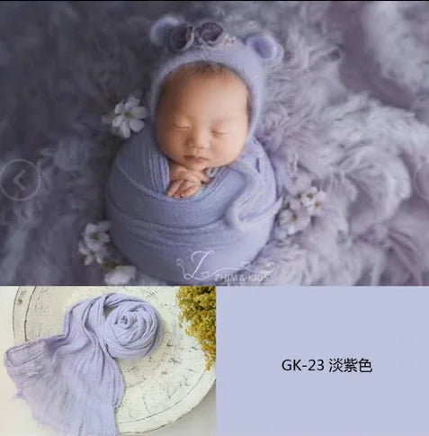 Newborn Photography Seersucker Wrap Soft Wool Felt Blanket Baby Photo Head Flower Prop Baby Posing Basket Filler Accessories