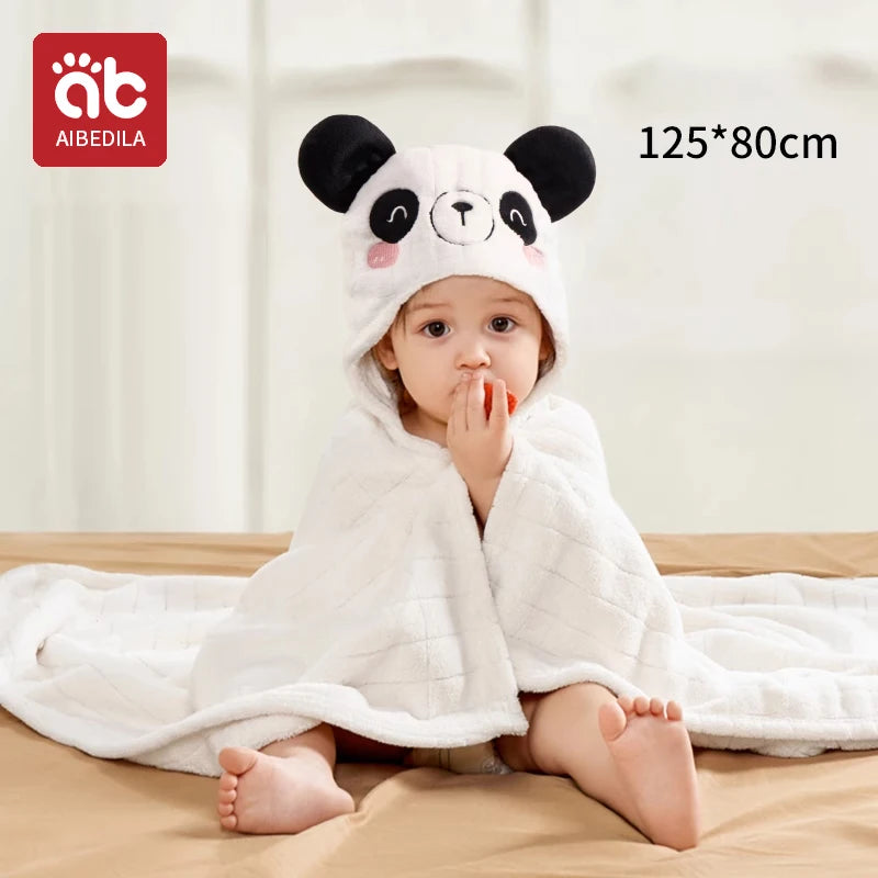 AIBEDILA Cute Animal Baby Bath Towel Cartoon Rabbit Dinosaur Infant Towels Blanket With Hood Newborn Bath Wipe Baby Beach Towels