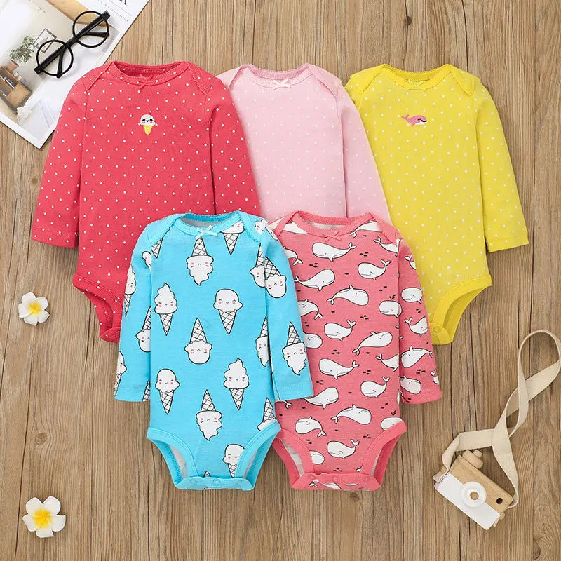 IYEAL 5PCS/lot Baby Boys Clothing Girls Bodysuits Long Sleeve 100% Cotton Baby Clothes 0-24 Months Newborn Body Bebe Jumpsuit