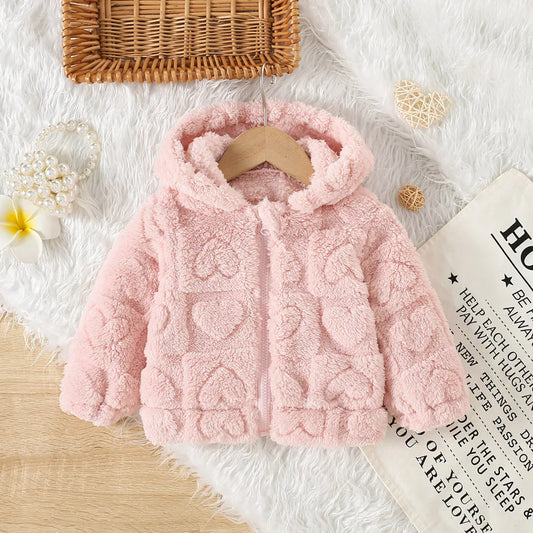 (6 Months -3 Years Old) New Pink Hooded Baby Girl Long Sleeved Coat, Windproof And Warm Children'S Clothing For Spring And Autum