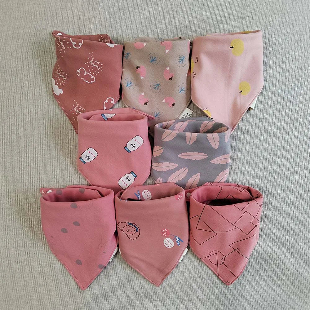 8 Pieces Baby Bibs Bandana Triangle Cotton Soft Infant Feeding Burp Cloth Newborn Teething Slaiva Towel Boy Girl Accessories