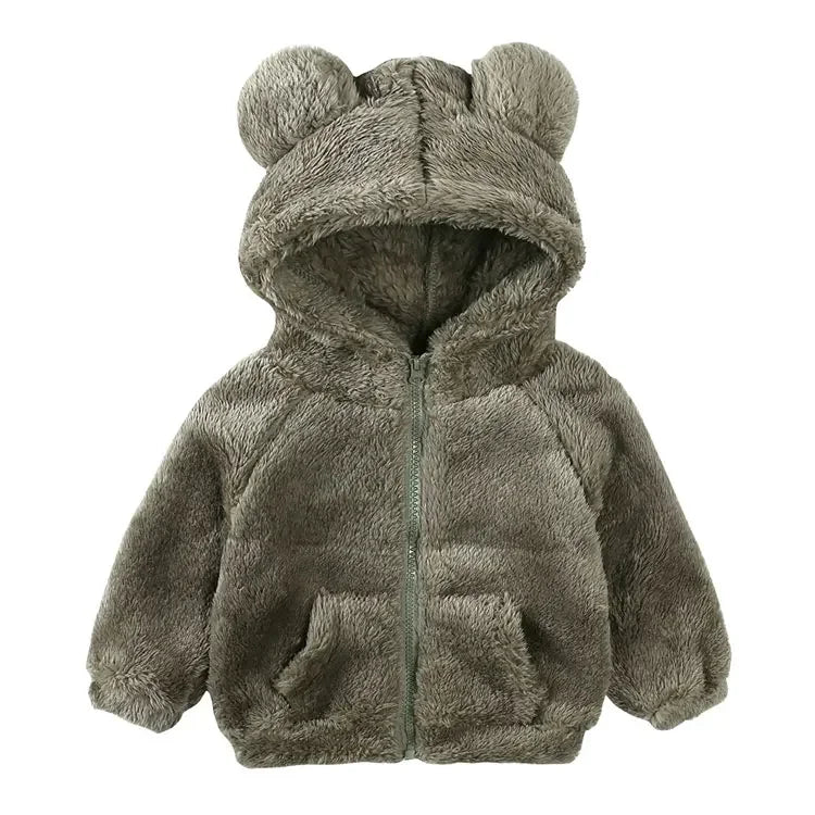 Thicken Warm Girls Winter Coat Cartoon Long Sleeve Hooded Coat for Girls Fashion Solid Color Kids Coat 1-6 Years