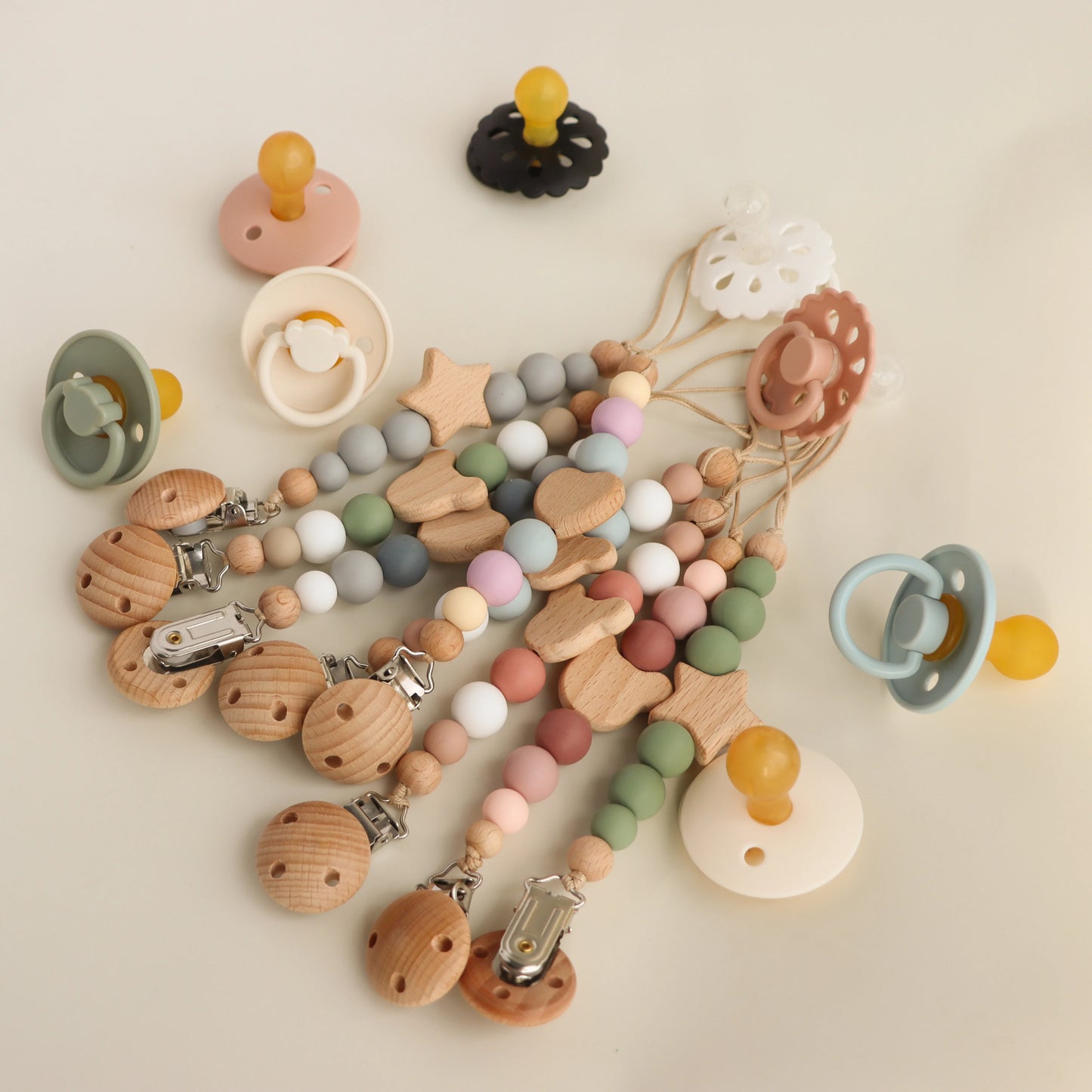 Baby silicone beads Pacifeirs hanger Clip straps Nipple dummy holders chain rope sucking leashes soother tights clip for gifts