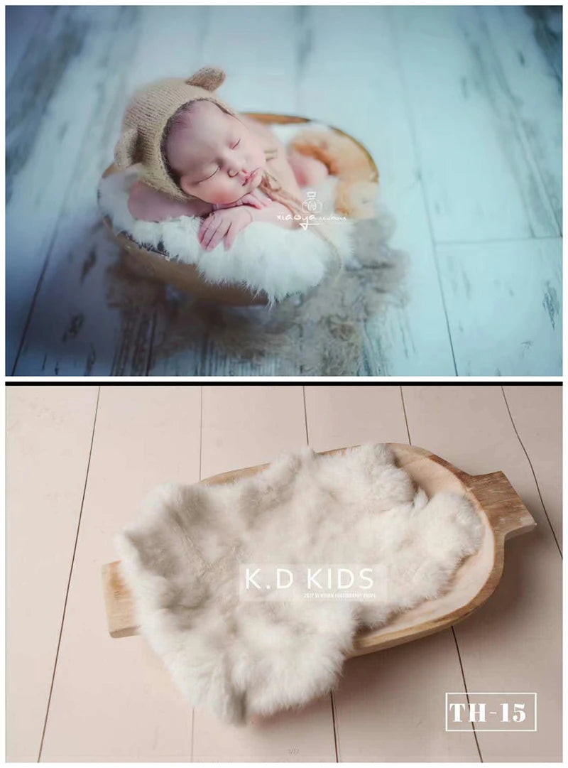 Newborn Photography Accessories Baby Blankets Natural Rabbit Fur Rug Infant Shoot Prop Soft Basket Filler Studio Photo Props