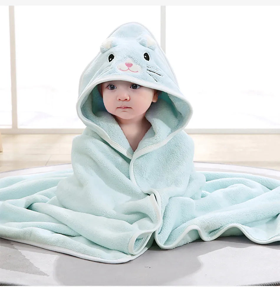 Children Cartoon Animal Bath Towel Soft Newborn Hooded Towel Blanket Toddler Bathrobe Warmth  Sleeping Swaddle Wrap