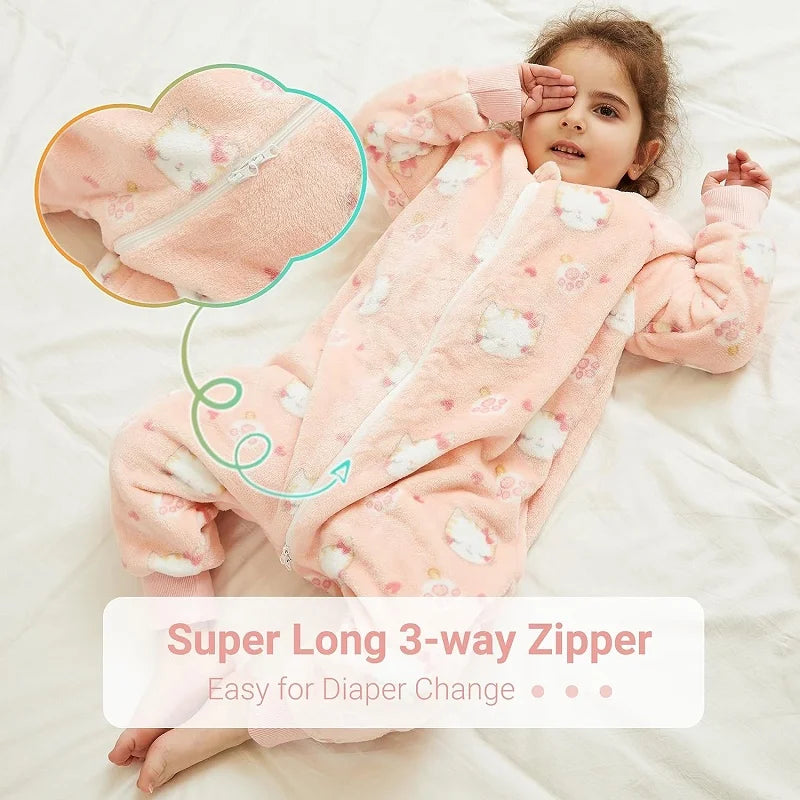 MICHLEY Baby Sleeping Bag Flannel Children Pajamas Warm Winter Clothes Toddler Sack Sleepsack Bedding For Girls Boys Kids 1-6T