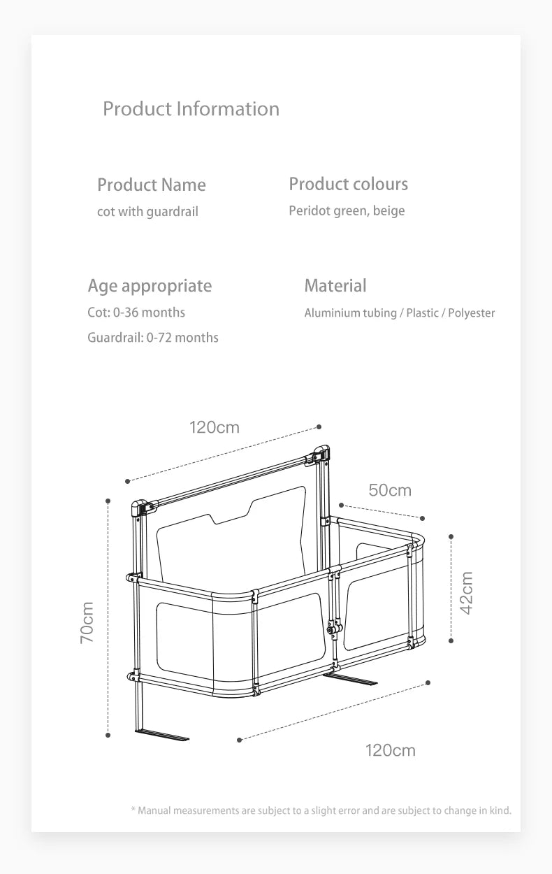 Simple and Lightweight Baby Cot Dual-use Comfortable Toddler Baby Bed within Bed Safety Protection Easy To Install Bedside Crib