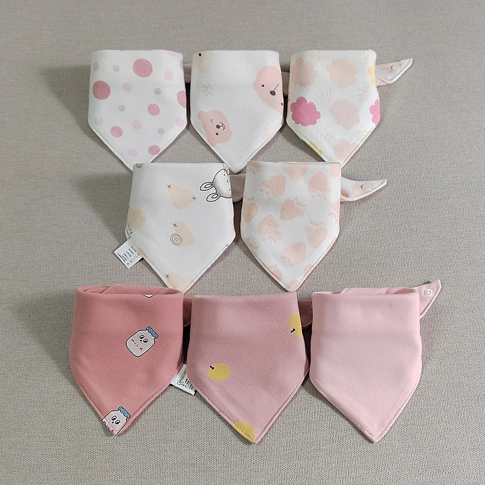 8 Pieces Baby Bibs Bandana Triangle Cotton Soft Infant Feeding Burp Cloth Newborn Teething Slaiva Towel Boy Girl Accessories