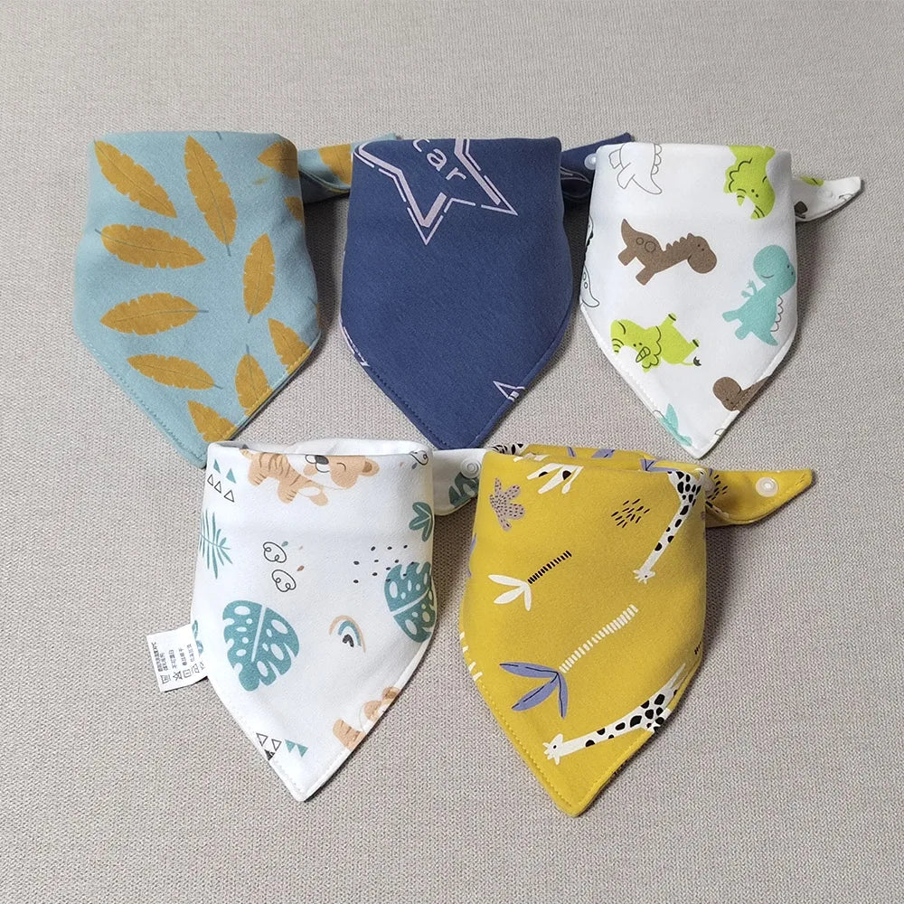 5 Pieces Baby Bandana Bibs Cotton Triangle Soft Saliva Towel Kids Feeding Burp Cloth Baby Boy Girl Newborn Stuff