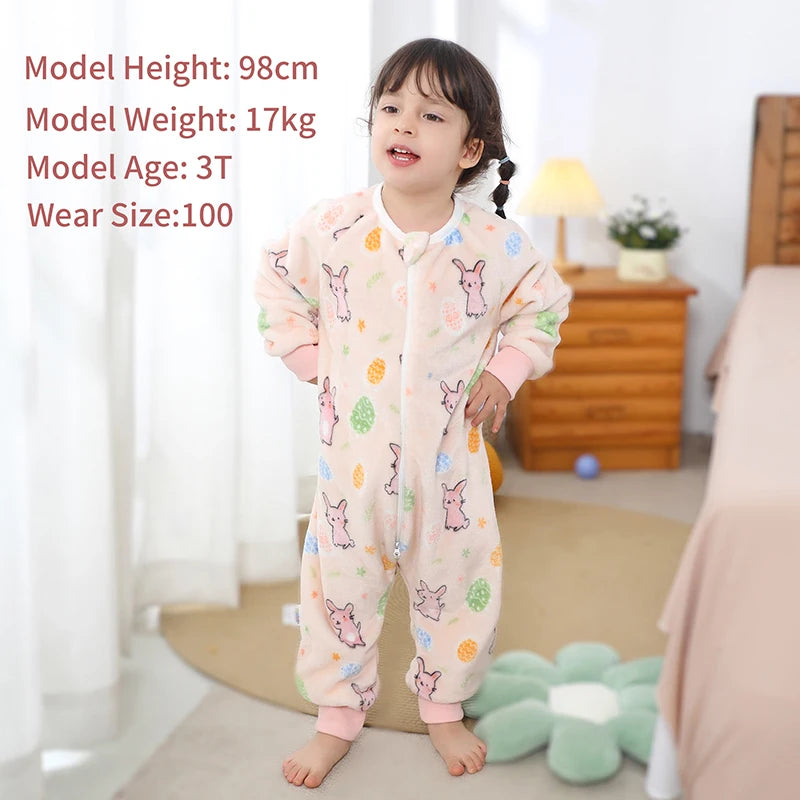 MICHLEY Baby Sleeping Bag Flannel Children Pajamas Warm Winter Clothes Toddler Sack Sleepsack Bedding For Girls Boys Kids 1-6T