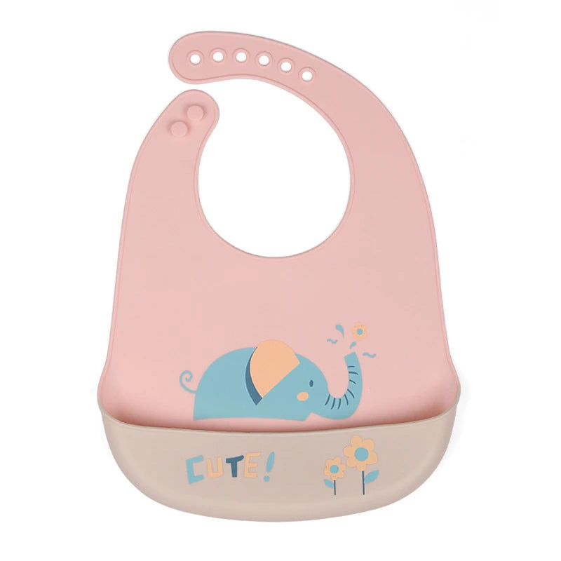 Silicona Baby Food Grade Waterproof Silicone Bibs For Baby Adjustable Cute Cartoon Baby Bib Boys Toddler Feeding Stuff