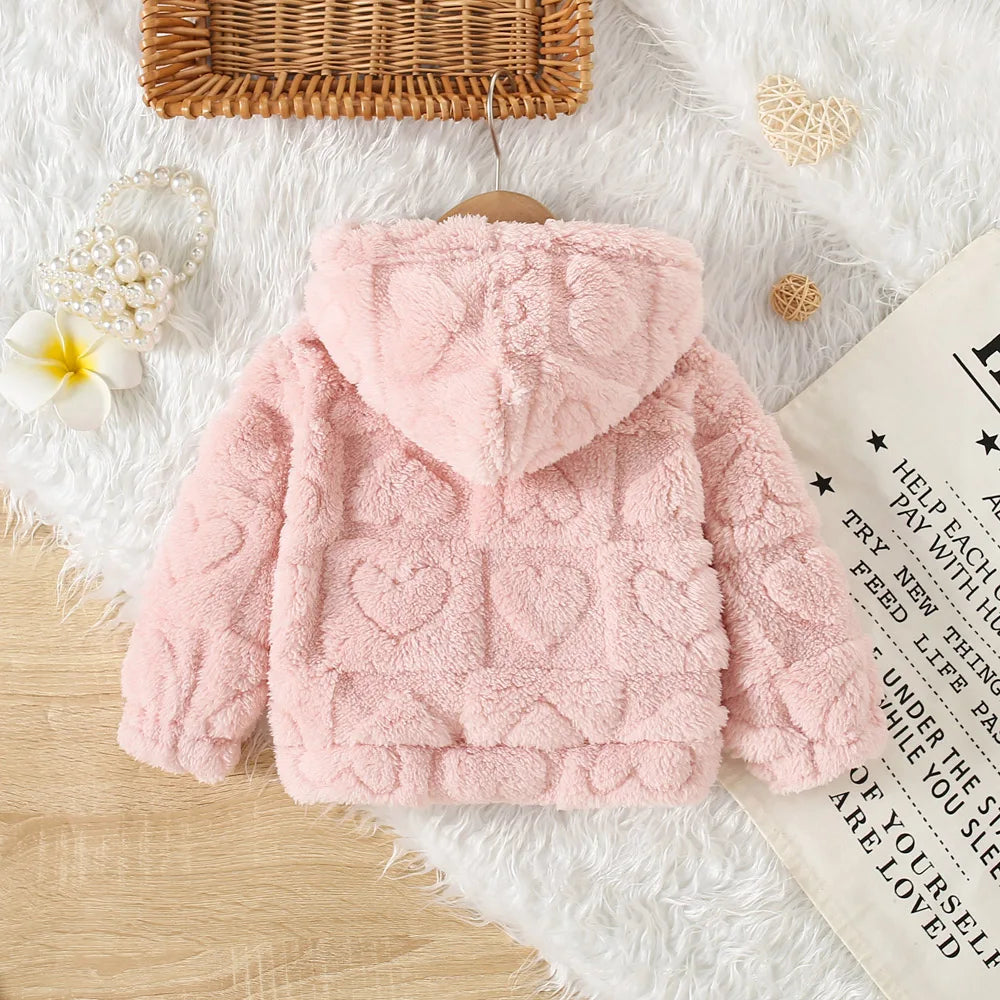 (6 Months -3 Years Old) New Pink Hooded Baby Girl Long Sleeved Coat, Windproof And Warm Children'S Clothing For Spring And Autum