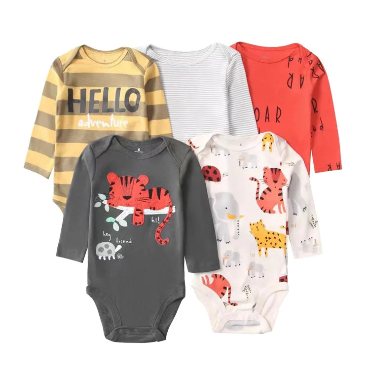 IYEAL 5PCS/lot Baby Boys Clothing Girls Bodysuits Long Sleeve 100% Cotton Baby Clothes 0-24 Months Newborn Body Bebe Jumpsuit