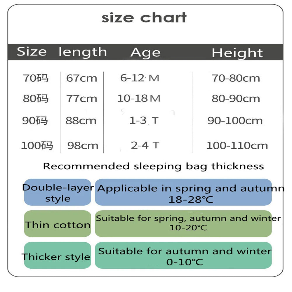 Baby Cartoon Split-legged Sleepsacks With Detachable Sleeves For Boys Girls Children's Sleeping Bag Autumn And Winter Thickened