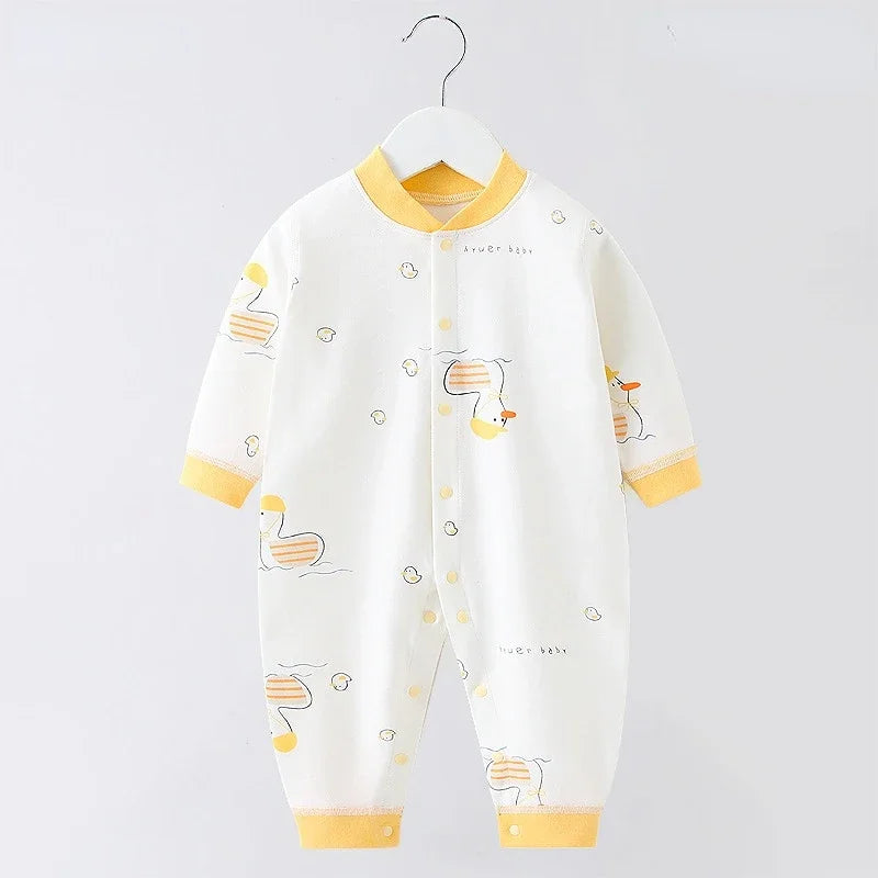 Baby One-piece Clothes Long-sleeved Cotton Newborn Pajamas Rompers Baby Air-conditioned Clothes Spring and Autumn