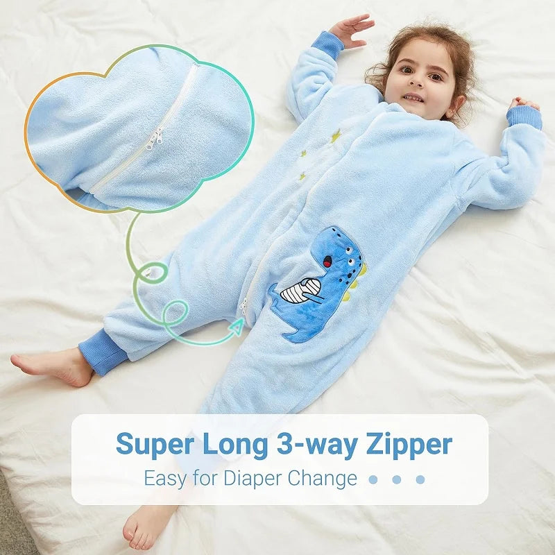 MICHLEY Baby Sleeping Bag Flannel Children Pajamas Warm Winter Clothes Toddler Sack Sleepsack Bedding For Girls Boys Kids 1-6T