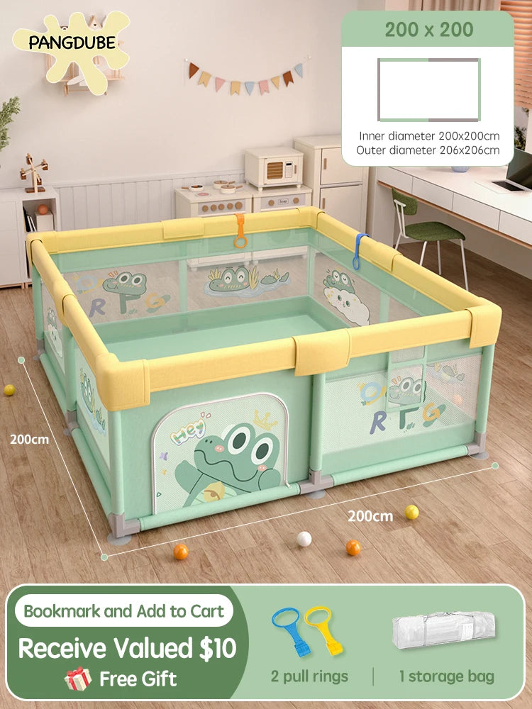 PANGDUBE Crocodile Baby Play Fence with Storage Bag & Hand Rings Playpen for Baby Playground Baby Ball Pool Children's Playpen