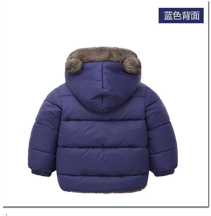 Baby Boys Girls Thick Jackets Winter Hooded Cotton Outerwear Children's Cashmere Padded Fleece Coat Kids Warm Snowsuit Clothes