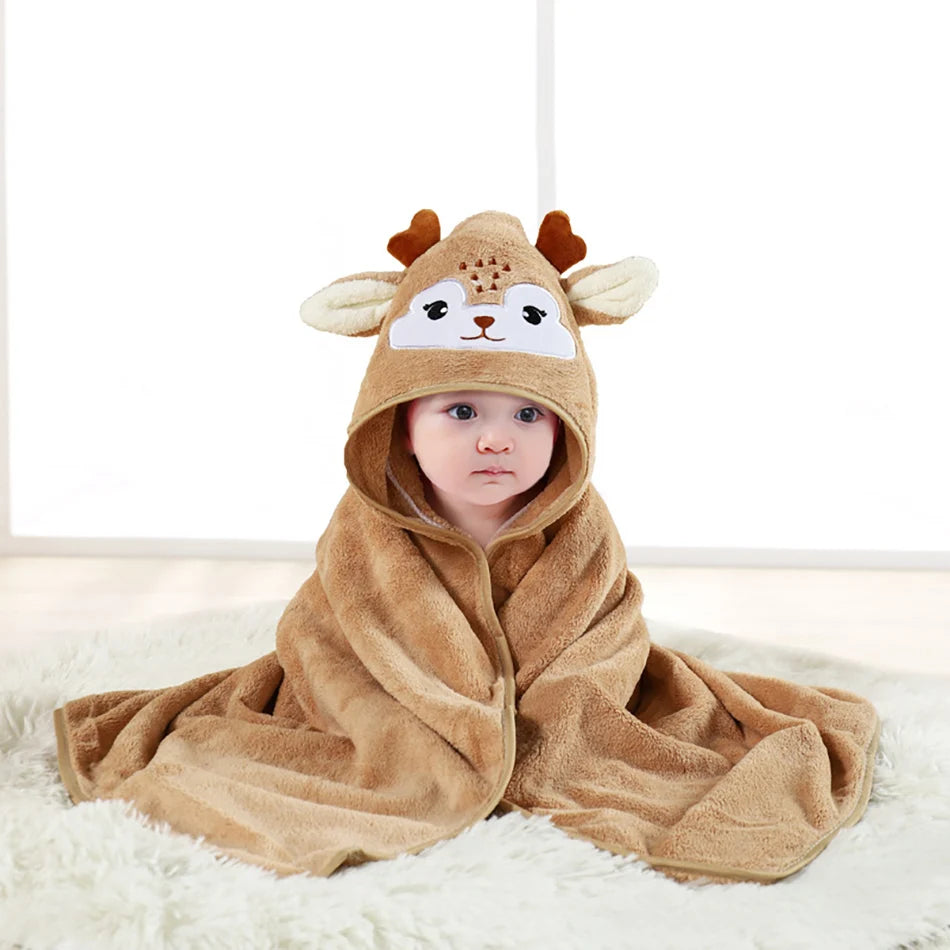 Children Cartoon Animal Bath Towel Soft Newborn Hooded Towel Blanket Toddler Bathrobe Warmth  Sleeping Swaddle Wrap