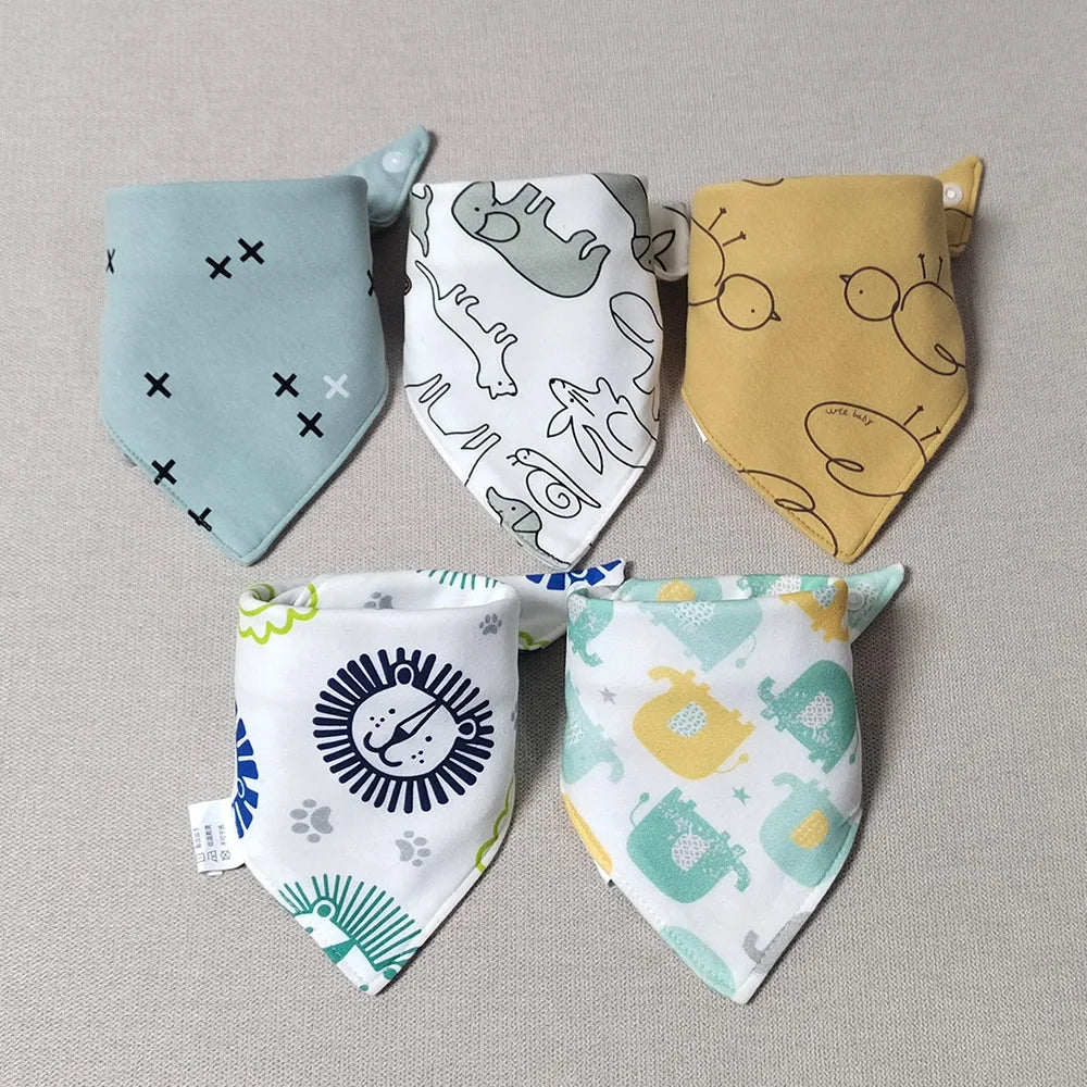 Baby Bandana Drool Bibs For Unisex Boys Girls 5 Pieces Baby Feeding Burp Cloth Cotton Saliva Towel Drool Bib Newborn Accessories