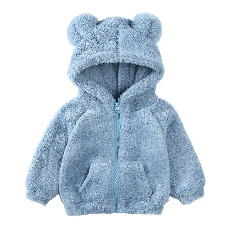 Thicken Warm Girls Winter Coat Cartoon Long Sleeve Hooded Coat for Girls Fashion Solid Color Kids Coat 1-6 Years