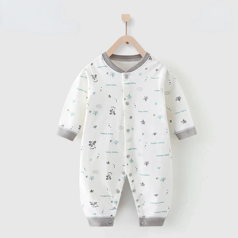 Baby One-piece Clothes Long-sleeved Cotton Newborn Pajamas Rompers Baby Air-conditioned Clothes Spring and Autumn