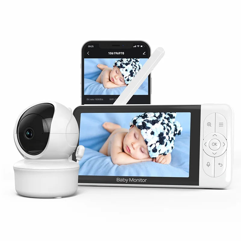 BABY 6T Baby Monitor 1080P HD Camera 5''Screen  Night Vision  Audio and Video Nanny Security 3000mAh Battery Temperature Monitor