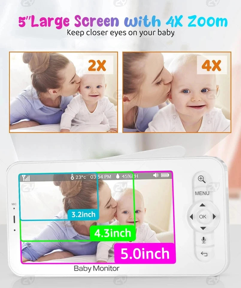 Baby Monitor Babyphone WIFI Wireless Video Baby Camera Bebe Nanny 5 Inch LCD Mobile Phone APP Control PTZ Lullabies for New Born