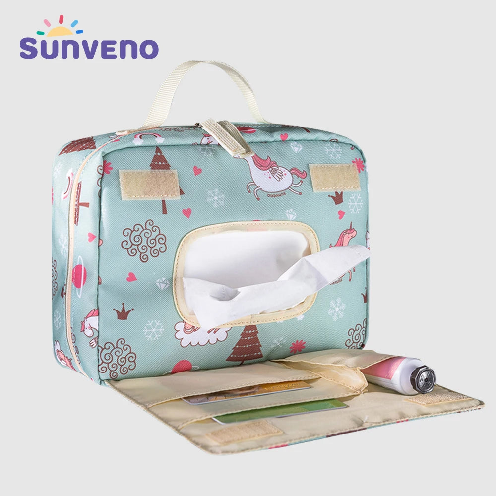 Sunveno Baby Diaper Bags Maternity Bag for Disposable Reusable Fashion Prints Wet Dry Diaper Bag for Disposable Diaper 2 Size