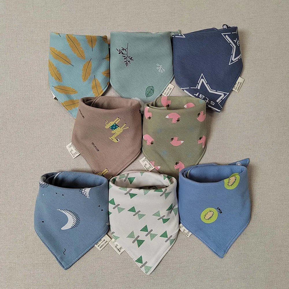 8 Pieces Baby Bibs Bandana Triangle Cotton Soft Infant Feeding Burp Cloth Newborn Teething Slaiva Towel Boy Girl Accessories