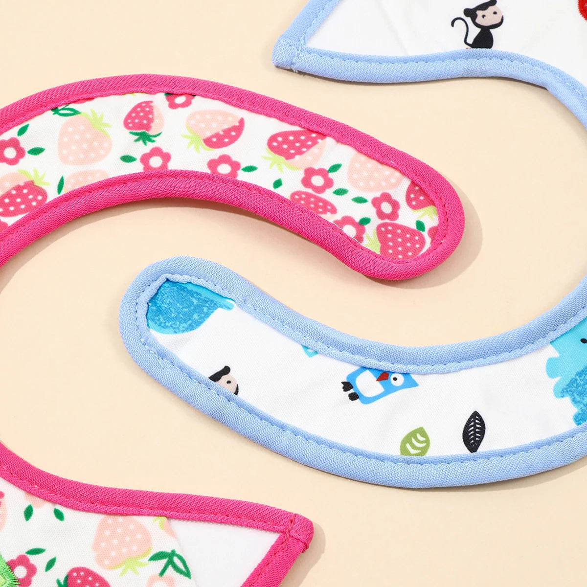 Random 5pcs/set Baby Girl Boy Feeding Bibs Waterproof Apron Cartoon Towel Kids Toddler Dinner Burp Cloths