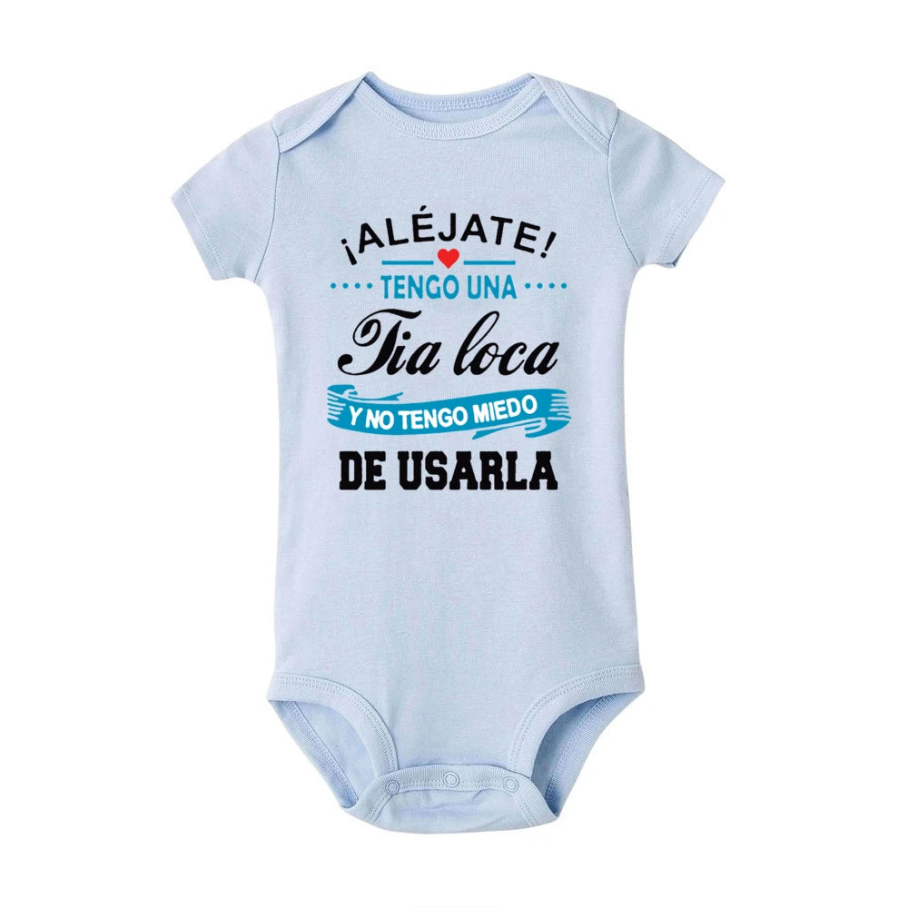 Stay Away I Have A Crazy Aunt I'm Not Afraid To Use Her Baby Romper Funny Infant Bodysuit Newborn Short Sleeve Jumpsuit Outfits