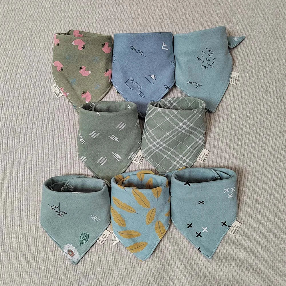 8 Pieces Baby Bibs Bandana Triangle Cotton Soft Infant Feeding Burp Cloth Newborn Teething Slaiva Towel Boy Girl Accessories