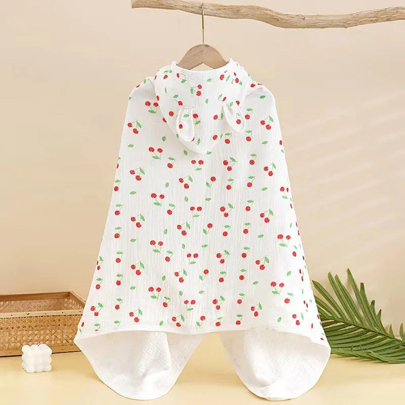 Increased Thickened Hooded Design Baby Bath Towel Pure Cotton Children's Breathable Cloak Cute Printed Baby Universal Bathrobe