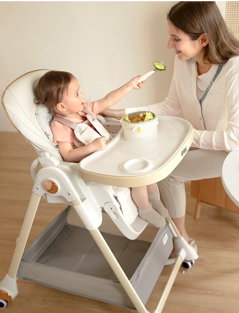 Luxury Baby High Chair with Removable Seat and Tray Adjustable Height Baby Feeding Chair Assembly-free dining chair