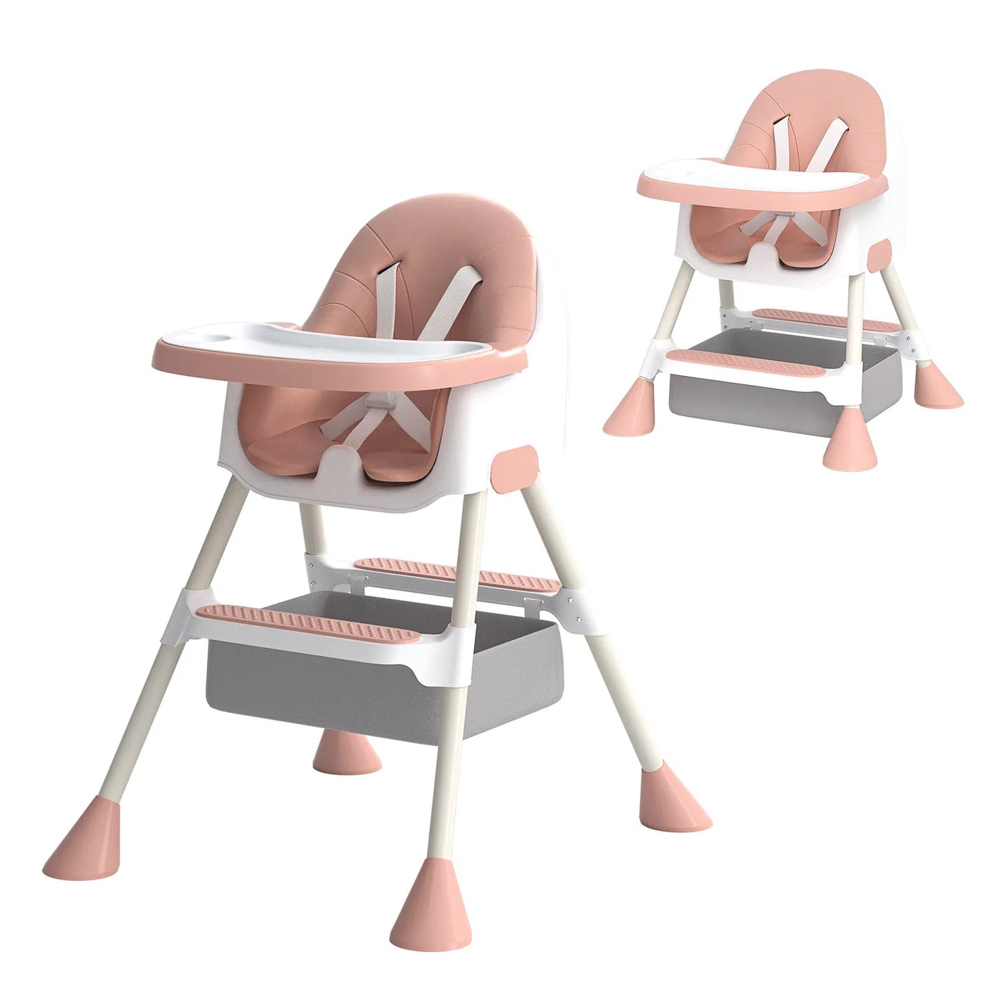 UBRAVOO Baby High Chair 6 Months Plus, 2-in-1  with Footrest, Detachable Double Tray, Easy to Clean Feeding