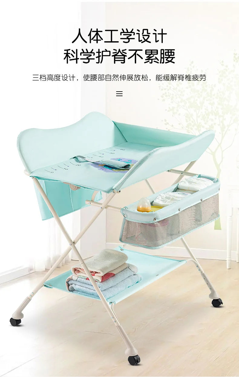 Diaper-Changing Table Baby Care Desk Portable Multifunctional Folding Newborn Baby Bath Diaper Changing Baby Care Table 기저귀 테이블