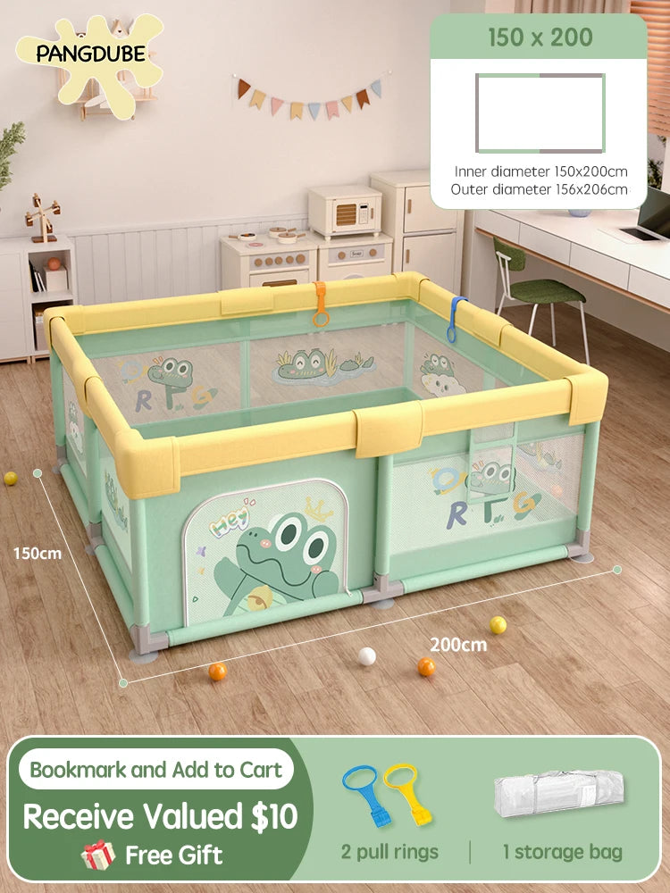 PANGDUBE Crocodile Baby Play Fence with Storage Bag & Hand Rings Playpen for Baby Playground Baby Ball Pool Children's Playpen