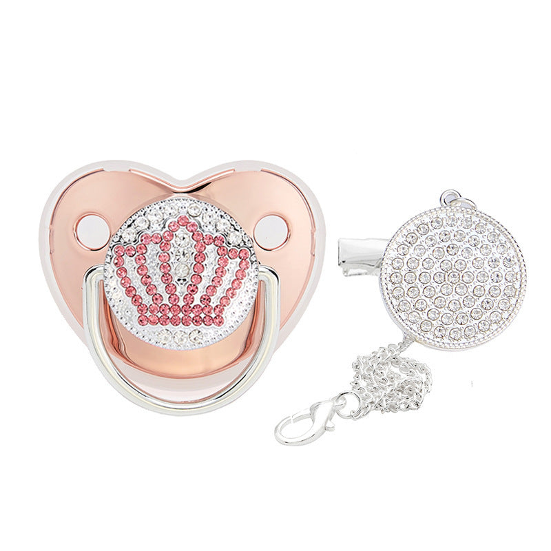 Fashion Silver Diamond Crown Baby Pacifier