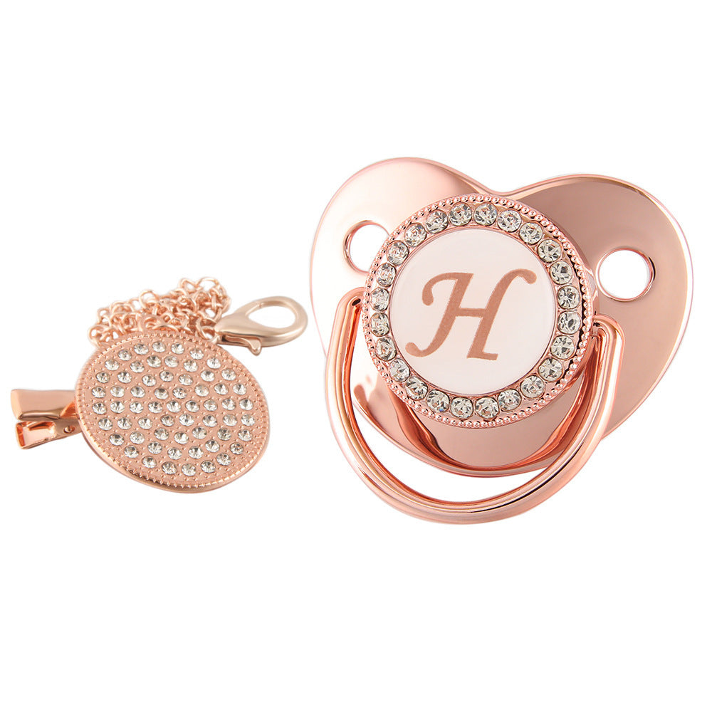 Alphabet Baby Soother Pacifier Rose Gold